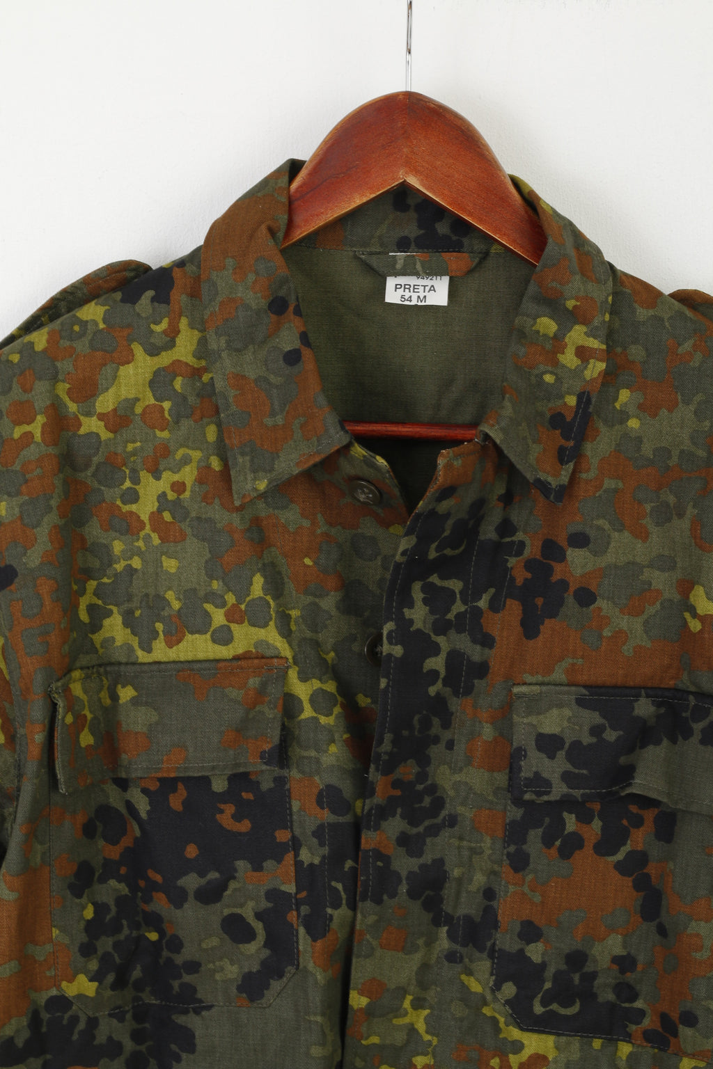 Preta Men 54 L Uniform Suit Set Pantaloni da camicia militare in cotone mimetico verde mimetico