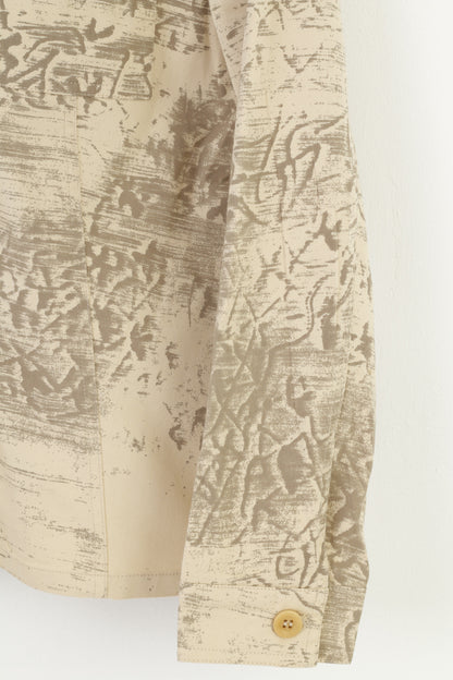 Gerry Weber Giacca da donna 14 40 L Giacca vintage con colletto country stampato in cotone beige con bottoni