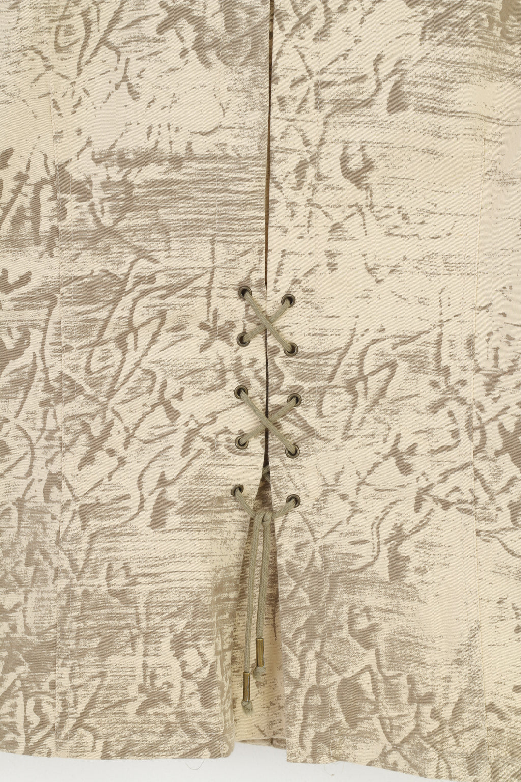 Gerry Weber Women 14 40 L Blazer Beige Cotton Western Printed Buttoned Country Collar Vintage Jacket