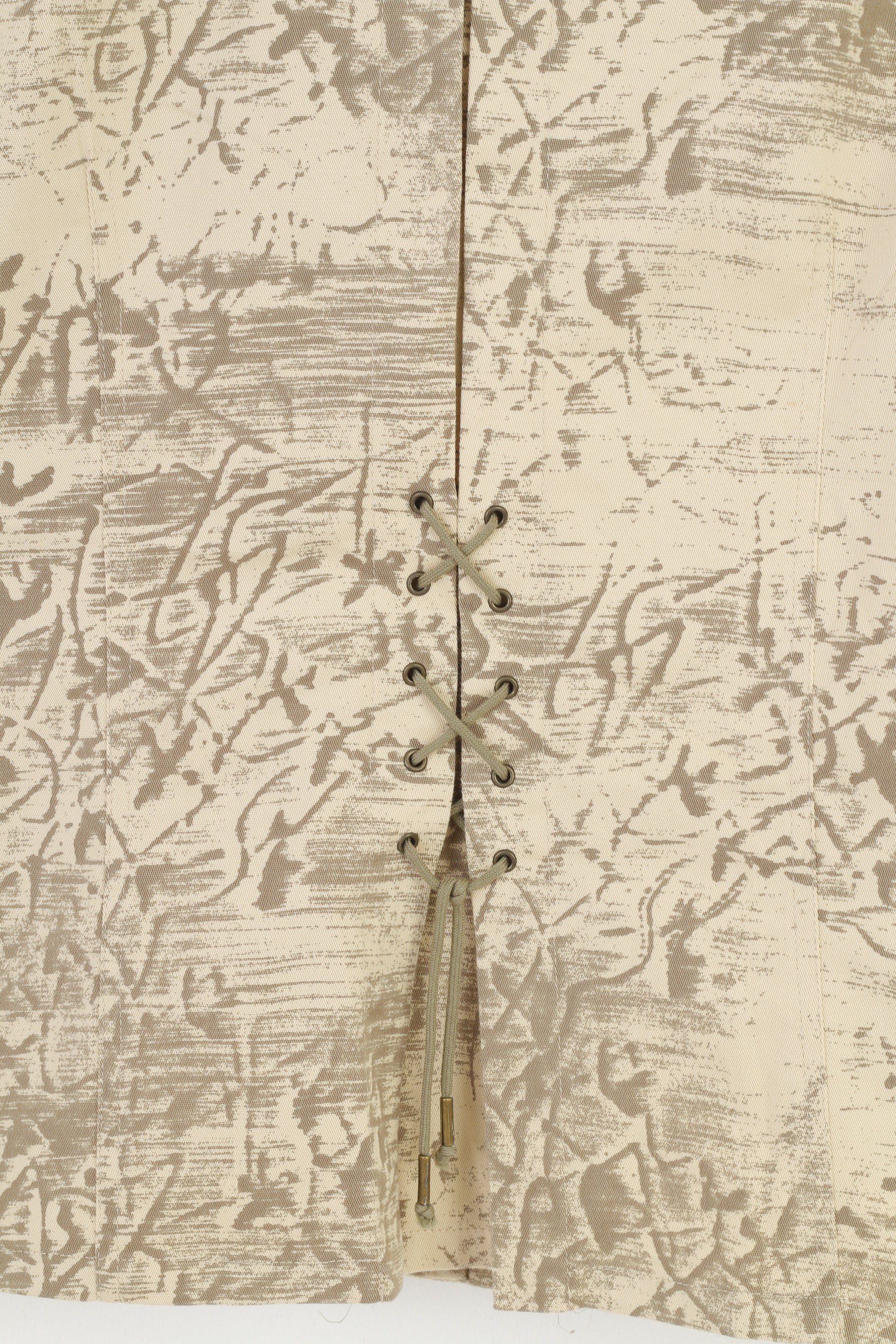 Gerry Weber Women 14 40 L Blazer Beige Cotton Western Printed Buttoned Country Collar Vintage Jacket