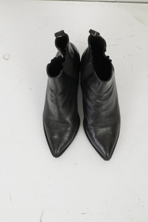 Carinii Donna Stivaletti con tacco 39 Scarpe con serpente lucido in pelle nera