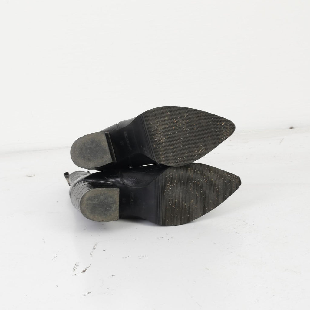 Carinii Donna Stivaletti con tacco 39 Scarpe con serpente lucido in pelle nera