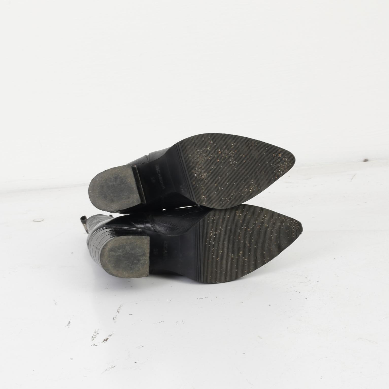 Carinii Donna Stivaletti con tacco 39 Scarpe con serpente lucido in pelle nera