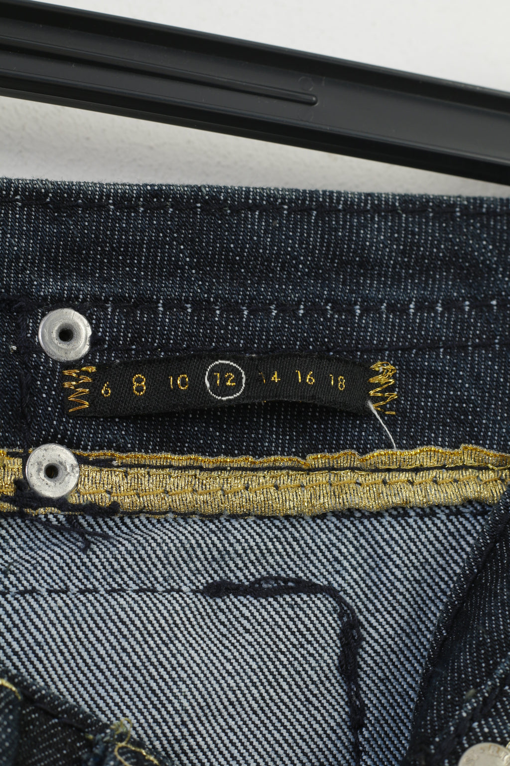 River Island Women 12 38 Jeans Trousers Navy Cotton  Gold Detailed  Original Pants