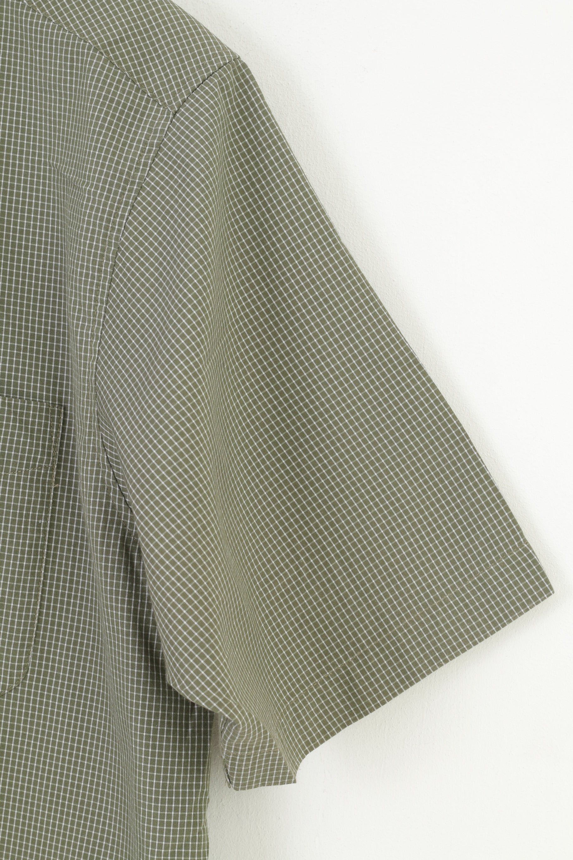 James Pringle Men L Casual Shirt Green Checkered Detailed Buttons Short Sleeve Top