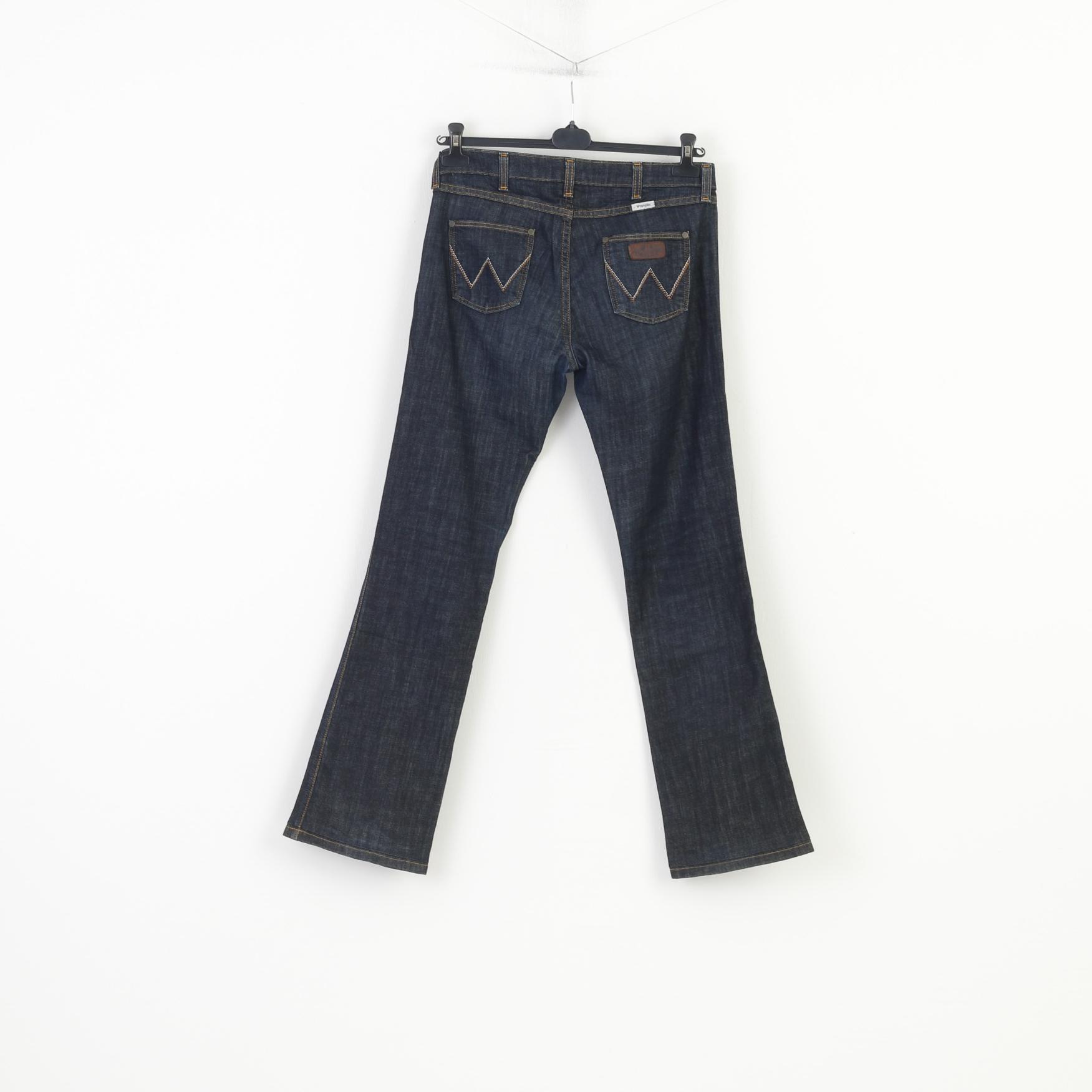 Wrangler Women 31  Jeans Trousers Navy Cotton IRIS Straight Leg Vintage Pants