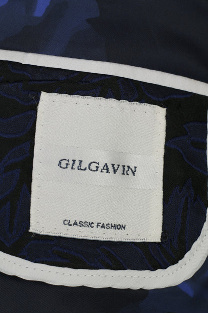 Gilgavin Hommes 56 Blazer Bleu Marine Fleurs Classique Mode Boutonnage Veste Haut