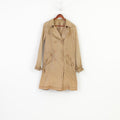 Me.Collection Women 36 S Coat Brown Double Breasted Cotton Vintage Collar Top