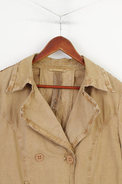 Me.Collection Cappotto da donna 36 S Cappotto con colletto vintage in cotone doppio petto marrone