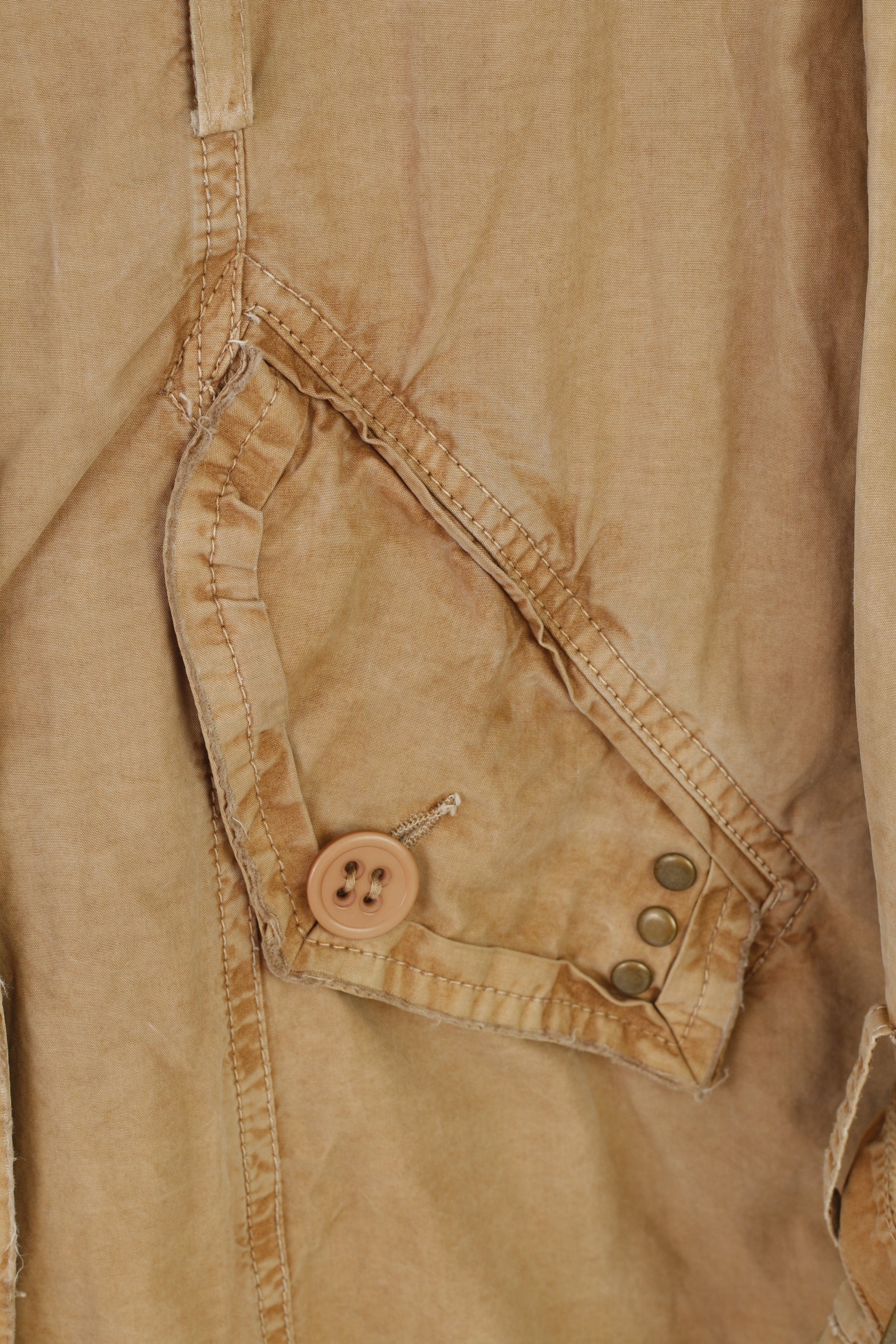 Me.Collection Women 36 S Coat Brown Double Breasted Cotton Vintage Collar Top