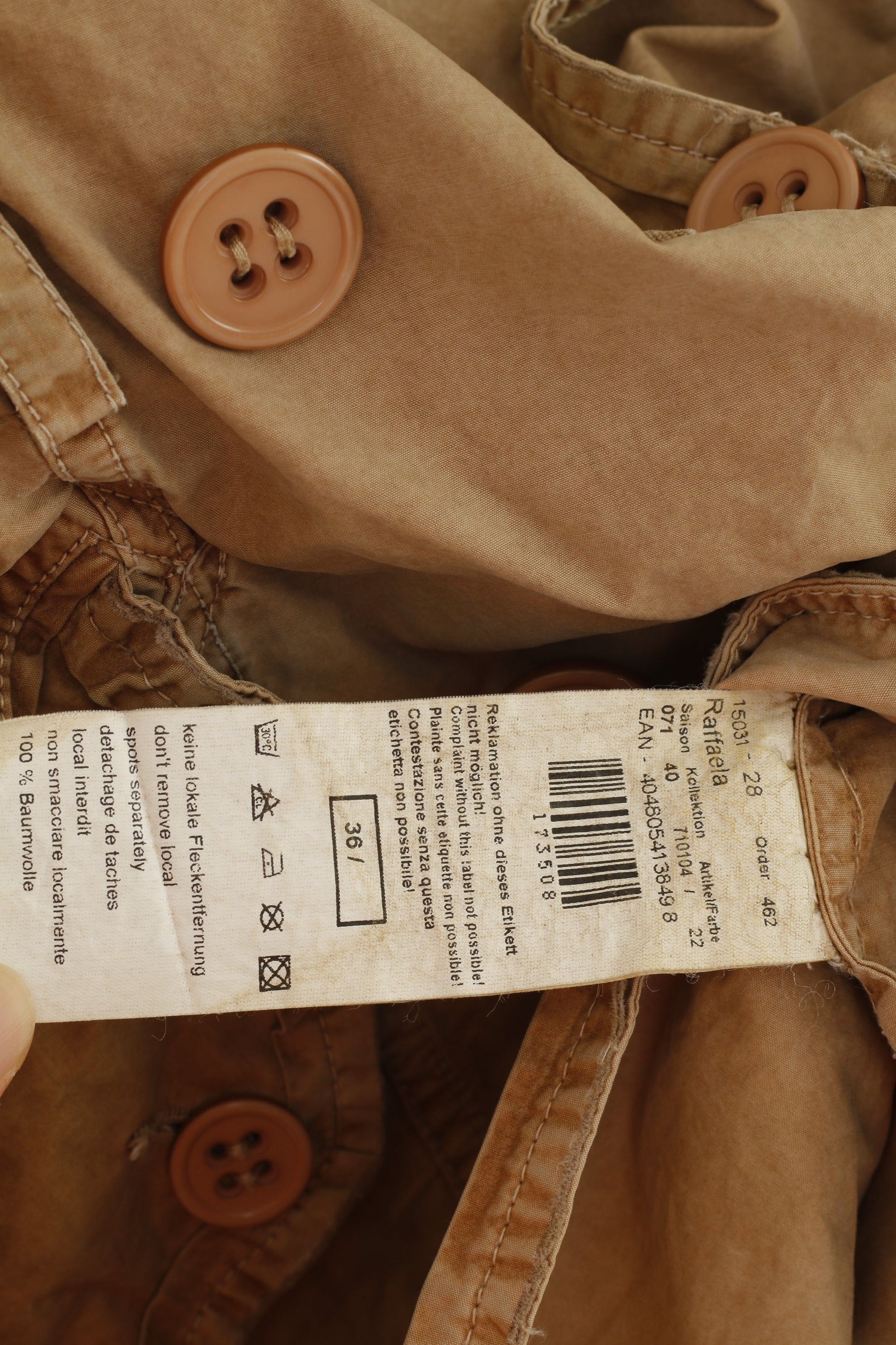 Me.Collection Women 36 S Coat Brown Double Breasted Cotton Vintage Collar Top