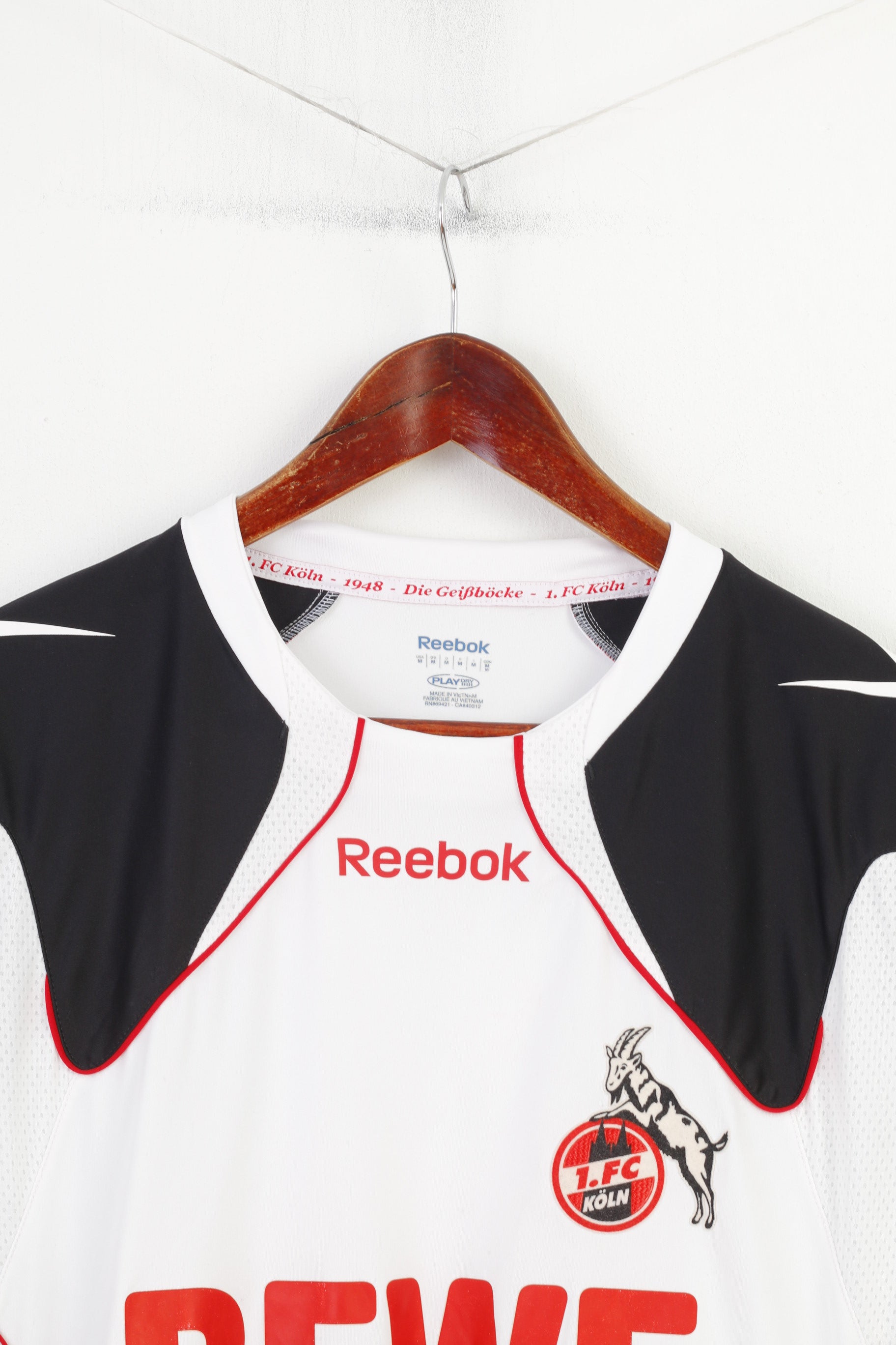 Reebok Men M Shirt Longsleeve Training Sportswear Polyester White Rewe Vintage Top