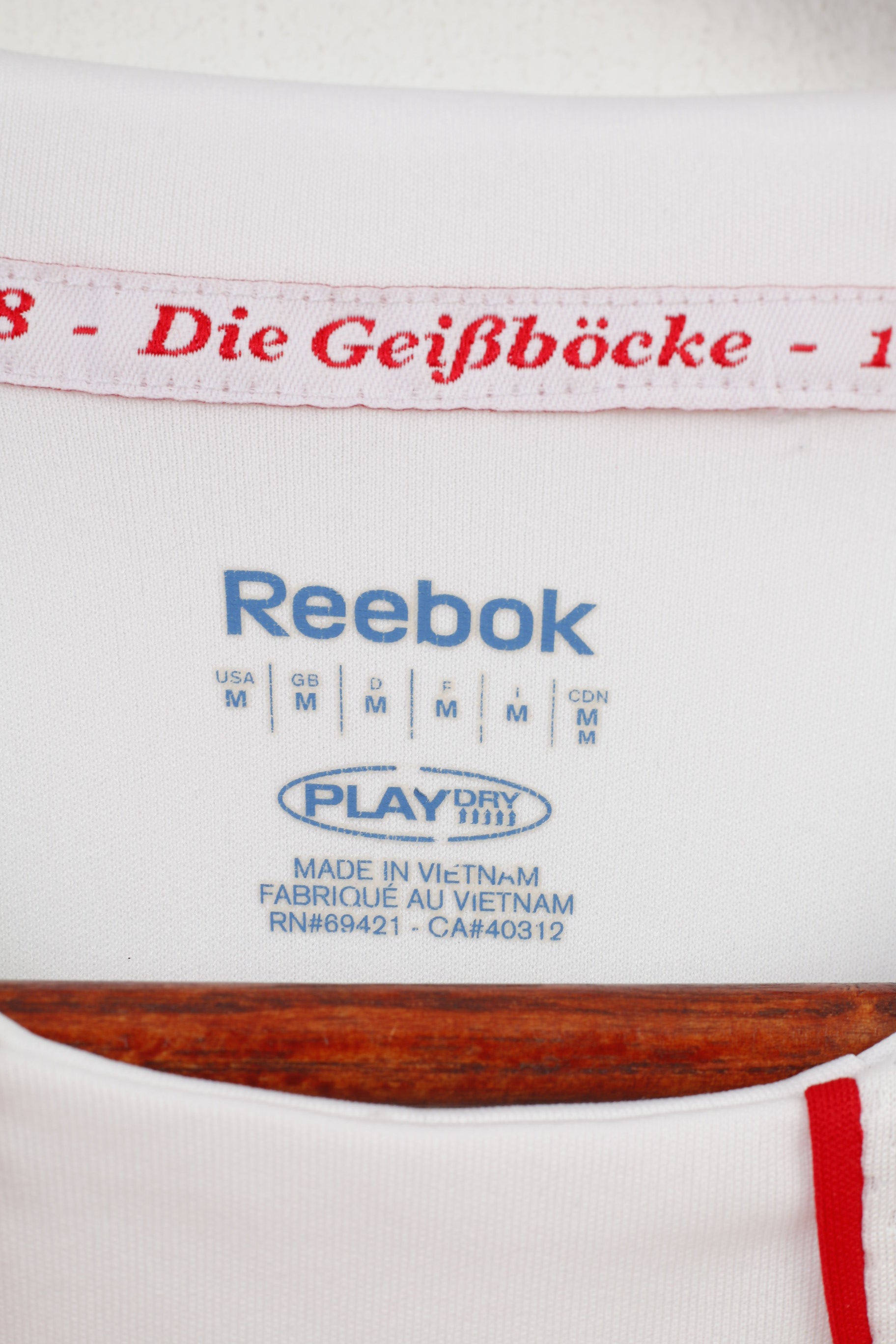 Reebok Men M Shirt Longsleeve Training Sportswear Polyester White Rewe Vintage Top