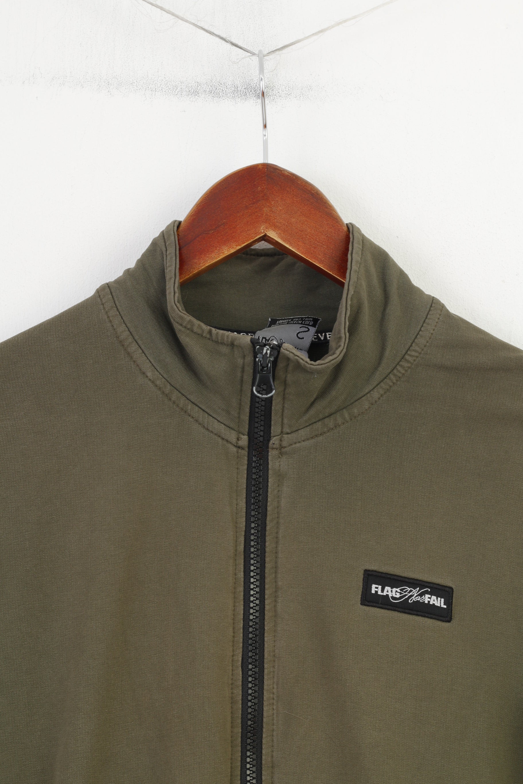 Flag for fail Women S Sweatshirt Full Zipper Khaki Vintage Cotton Training Top