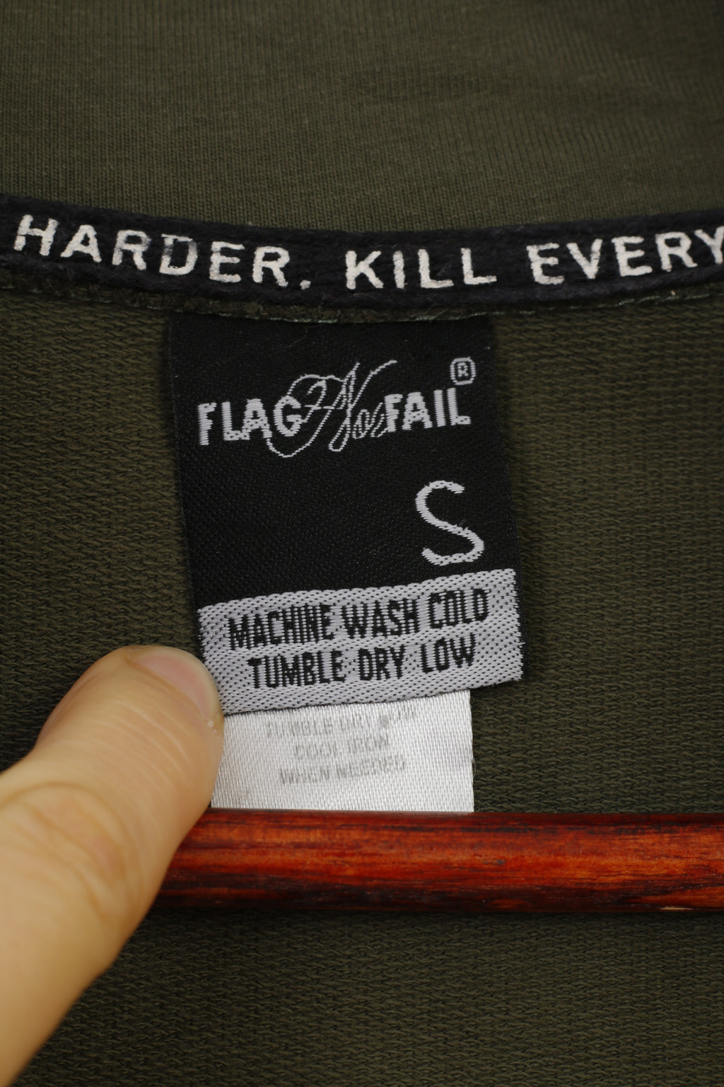 Flag for fail Felpa da donna con cerniera intera Top da allenamento in cotone vintage color kaki