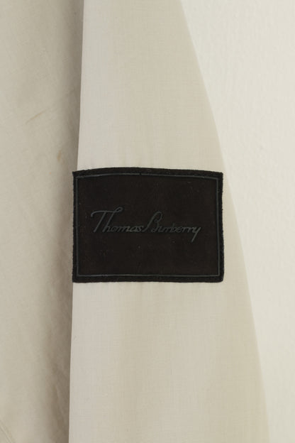 Thomas Burberry Men L Jacket Beige Full Zipper Hood Vintage Top