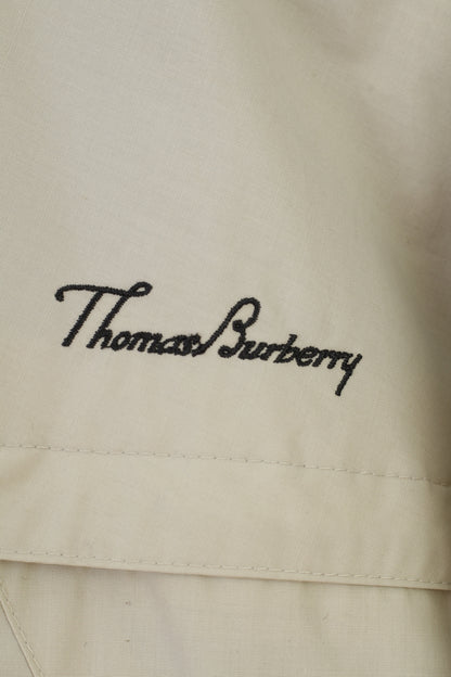 Thomas Burberry Hommes L Veste Beige Full Zipper Hood vintage Top
