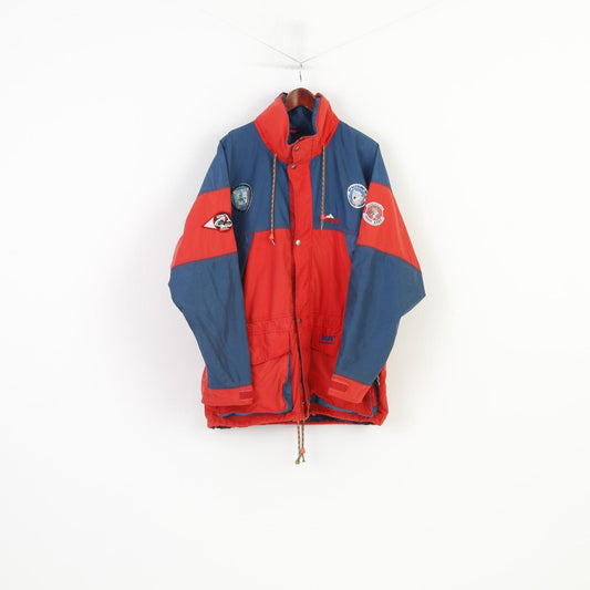Helly Hansen Men XL Jacket Hood Red Pockets Vintage Nylon Full Zipper Top