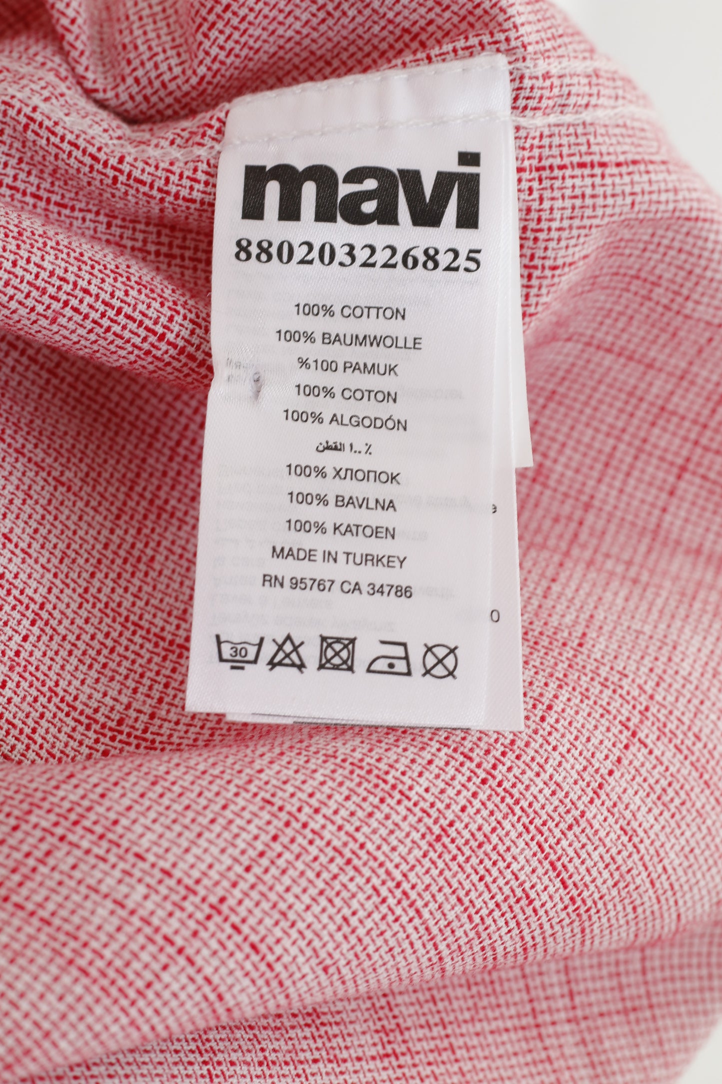 Mavi hommes XL chemise décontractée coton mince blanc rouge Denim porter haut à manches longues