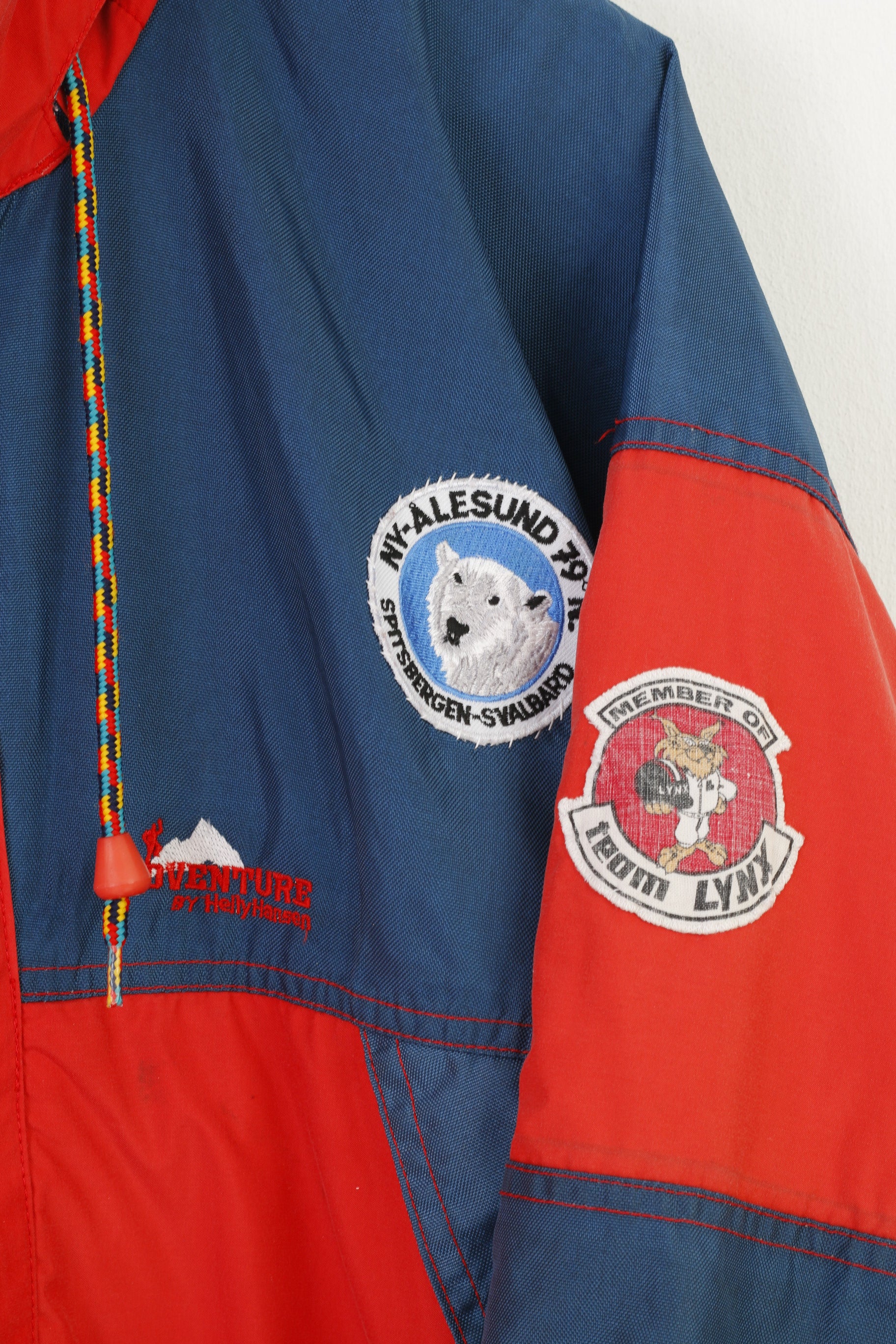 Helly Hansen Men XL Jacket Hood Red Pockets Vintage Nylon Full Zipper Outwear Top