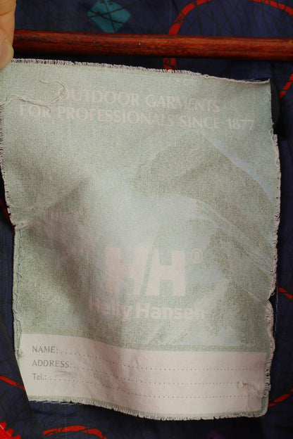 Helly Hansen Hommes XL Veste Capuche Rouge Poches Vintage Nylon Pleine Fermeture Éclair Outwear Haut