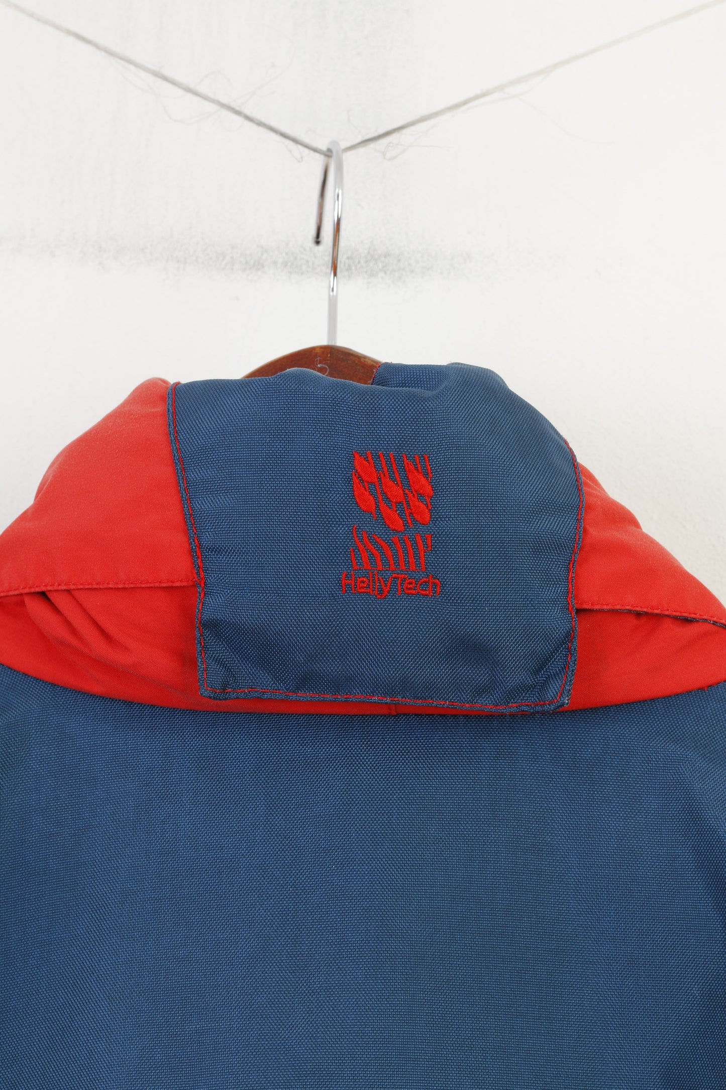 Helly Hansen Men XL Jacket Hood Red Pockets Vintage Nylon Full Zipper Outwear Top