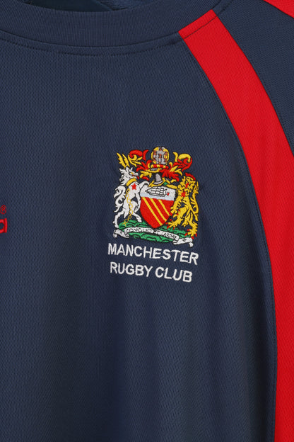 Kooga Men L Shirt Training Sportswear Short Sleeve Navy Vintage Manchester Rugby Club Top