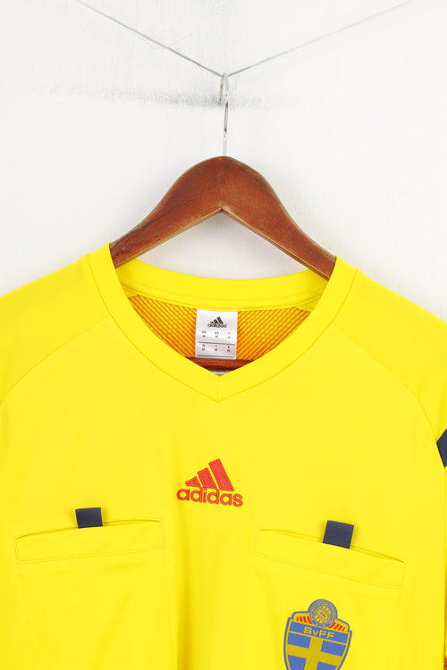 Adidas Hommes M Chemise Jaune Football Club Sportswear Svenska Fotbollförbundet vintage Top