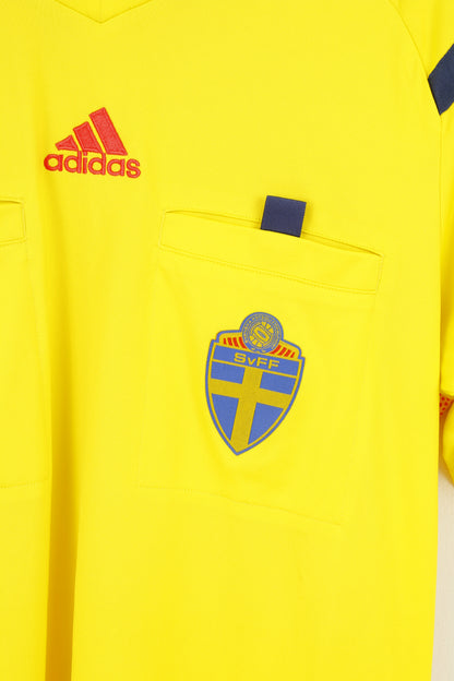 Adidas Uomo M Maglia Gialla Football Club Sportswear Svenska Fotbollförbundet Vintage Top
