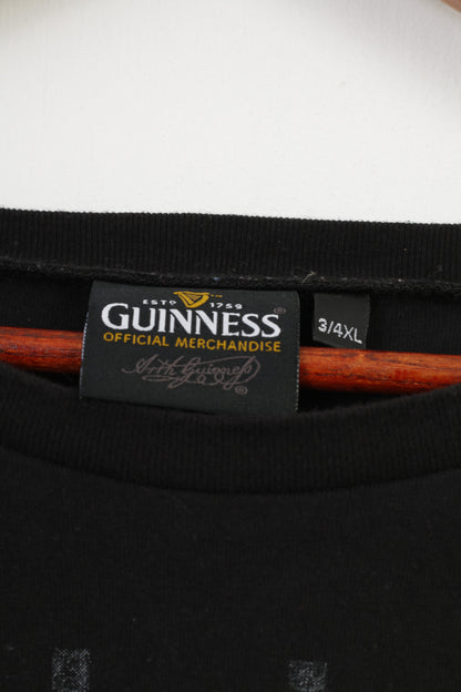 Guinness Chemise 3/4XL pour homme en coton noir à manches courtes