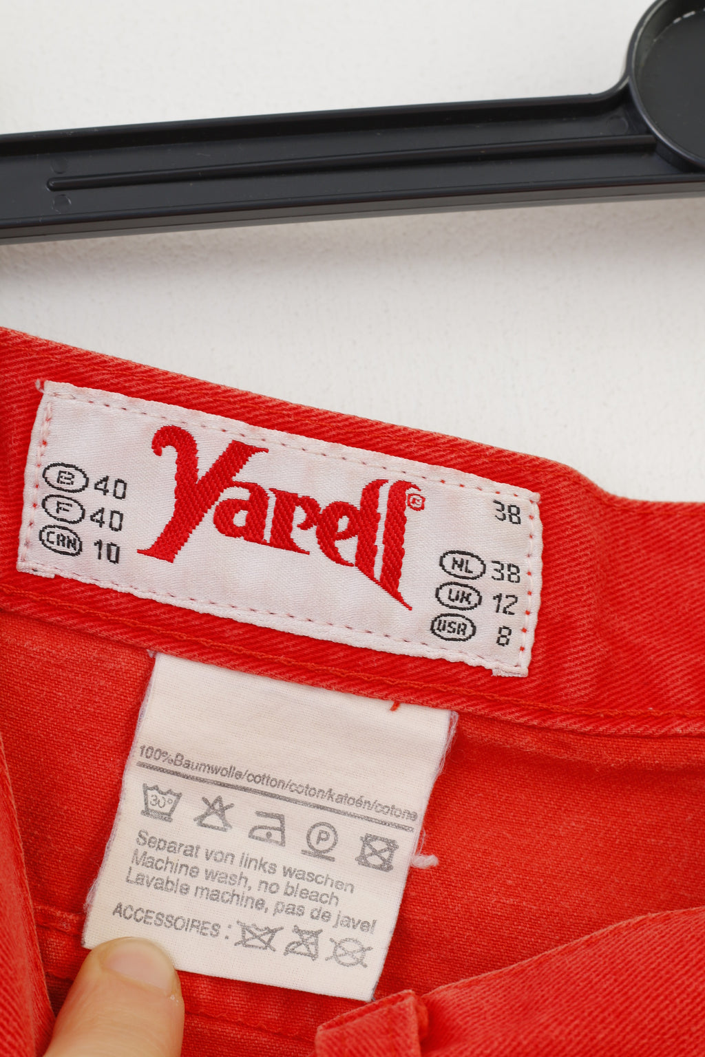 Yarell Women 12 40 Trousers Red Cotton Vintage Jeans Pants