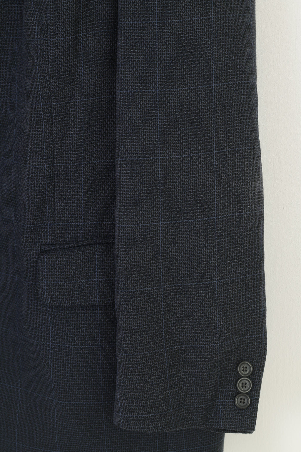 Intermoda Men 54 Blazer Navy Checkered Single Breasted Collar Vintage Classic System Mix Top