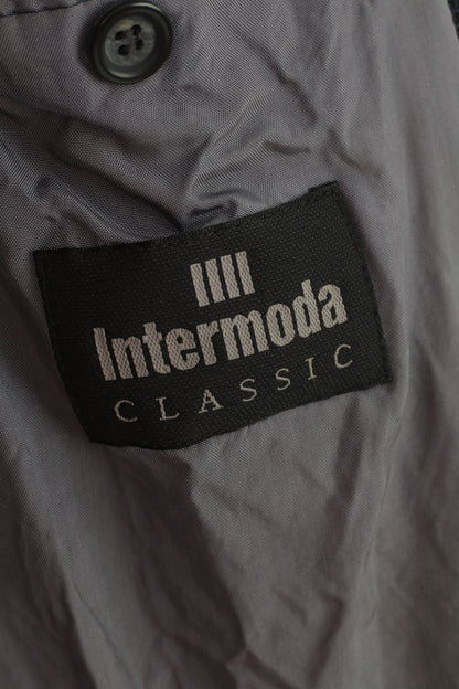 Intermoda Hommes 54 Blazer Marine À Carreaux Col Simple Boutonnage Vintage Classique Système Mélange Haut