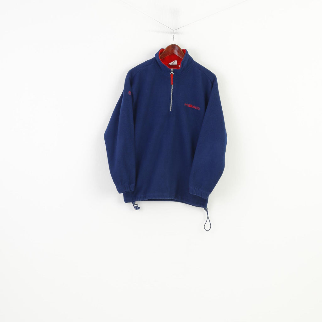 Head Men S Fleece Zip Neck Navy Padded Vintage Sweatshirt Top