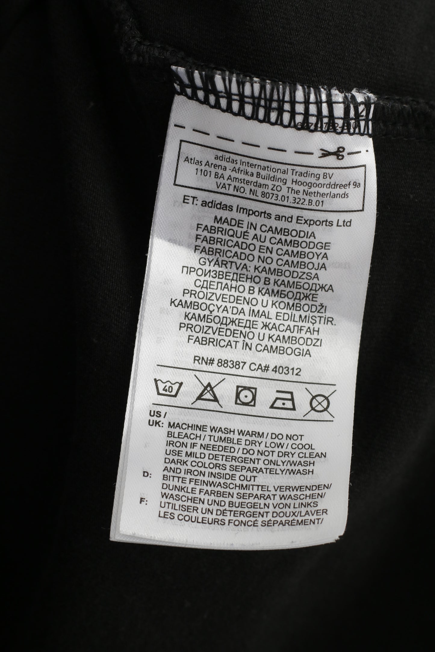 Adidas Woman XS Shirt  Cotton Black Long Sleeve 3Stripes Classic Top