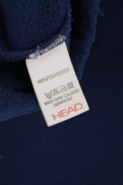 Head Men S Fleece Zip Neck Navy Padded Vintage Sweatshirt Top