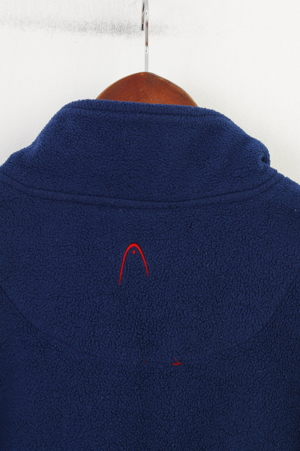 Felpa vintage imbottita blu scuro con zip in pile da uomo Head S 