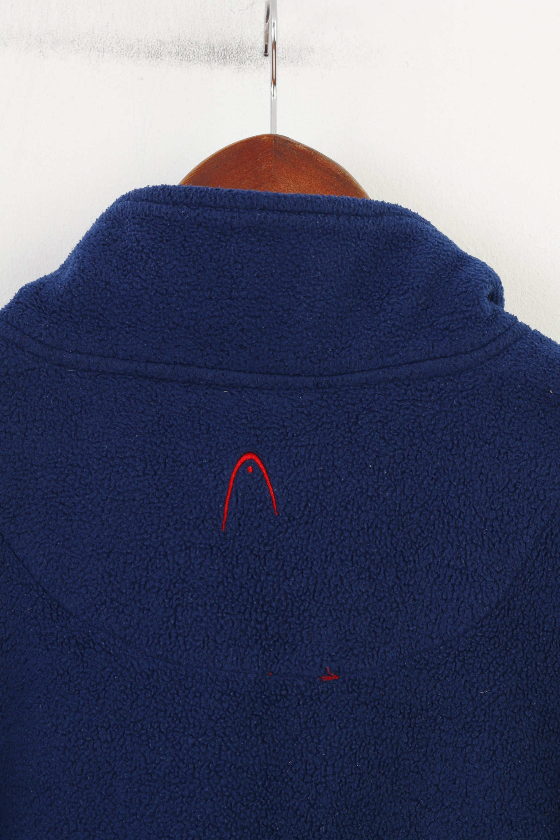 Felpa vintage imbottita blu scuro con zip in pile da uomo Head S 
