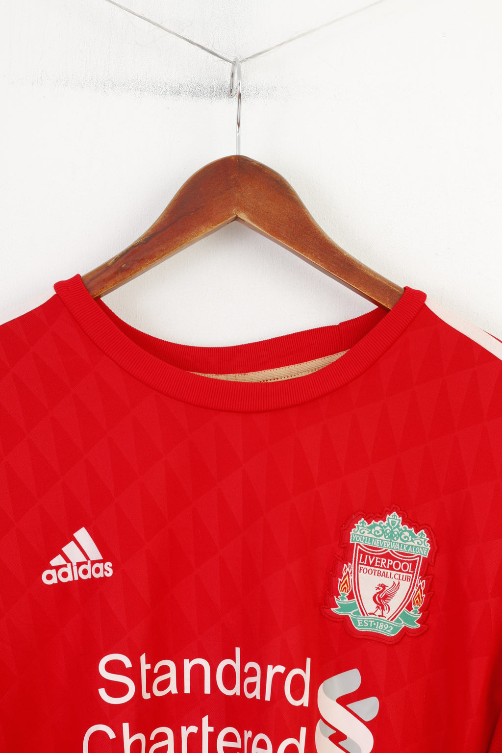 Adidas Maglia L da uomo Abbigliamento sportivo Allenamento Rosso Manica corta Sport Liverpool Football Club Est 1892 Top vintage