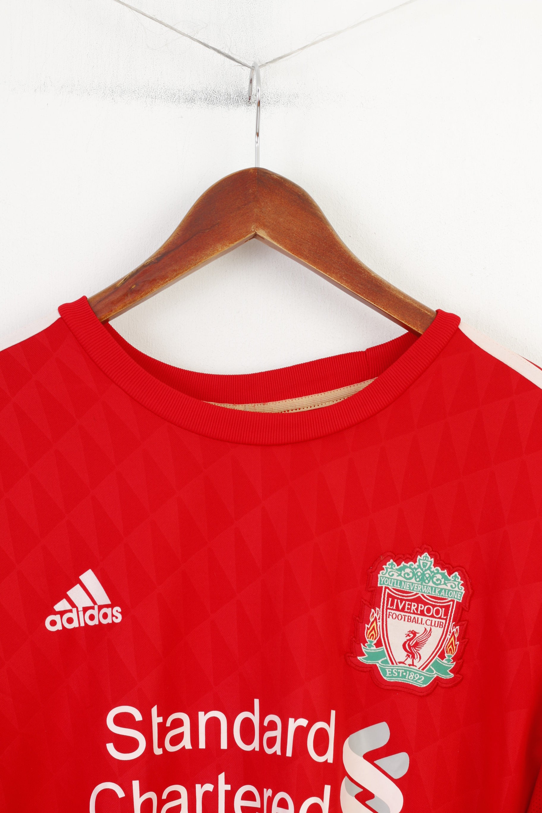 Adidas Men L Shirt Sportswear Training Red Short Sleeve Sport Liverpool Football Club Est 1892 Vintage Top