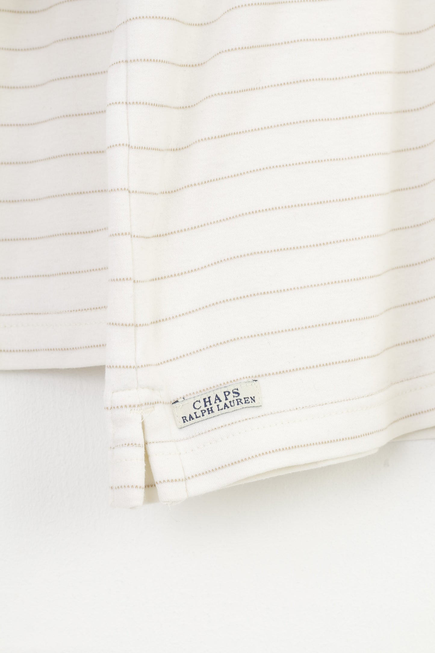 Chaps Ralph Lauren Camicia da uomo M in cotone con colletto a righe color crema e top a maniche lunghe