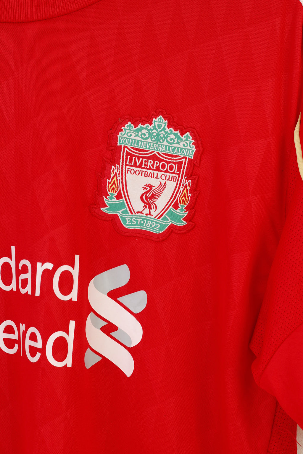 Adidas Maglia L da uomo Abbigliamento sportivo Allenamento Rosso Manica corta Sport Liverpool Football Club Est 1892 Top vintage
