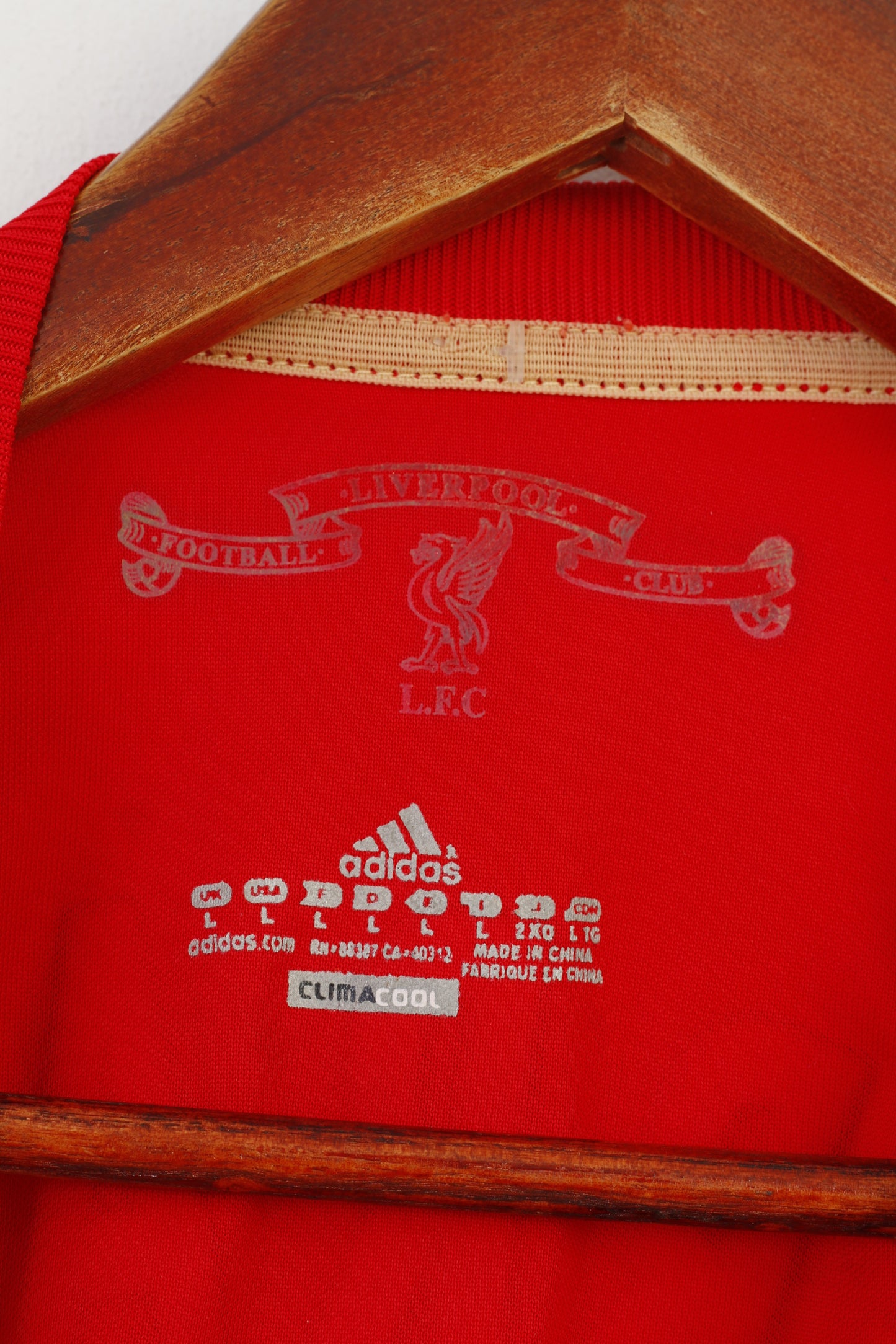 Adidas Maglia L da uomo Abbigliamento sportivo Allenamento Rosso Manica corta Sport Liverpool Football Club Est 1892 Top vintage