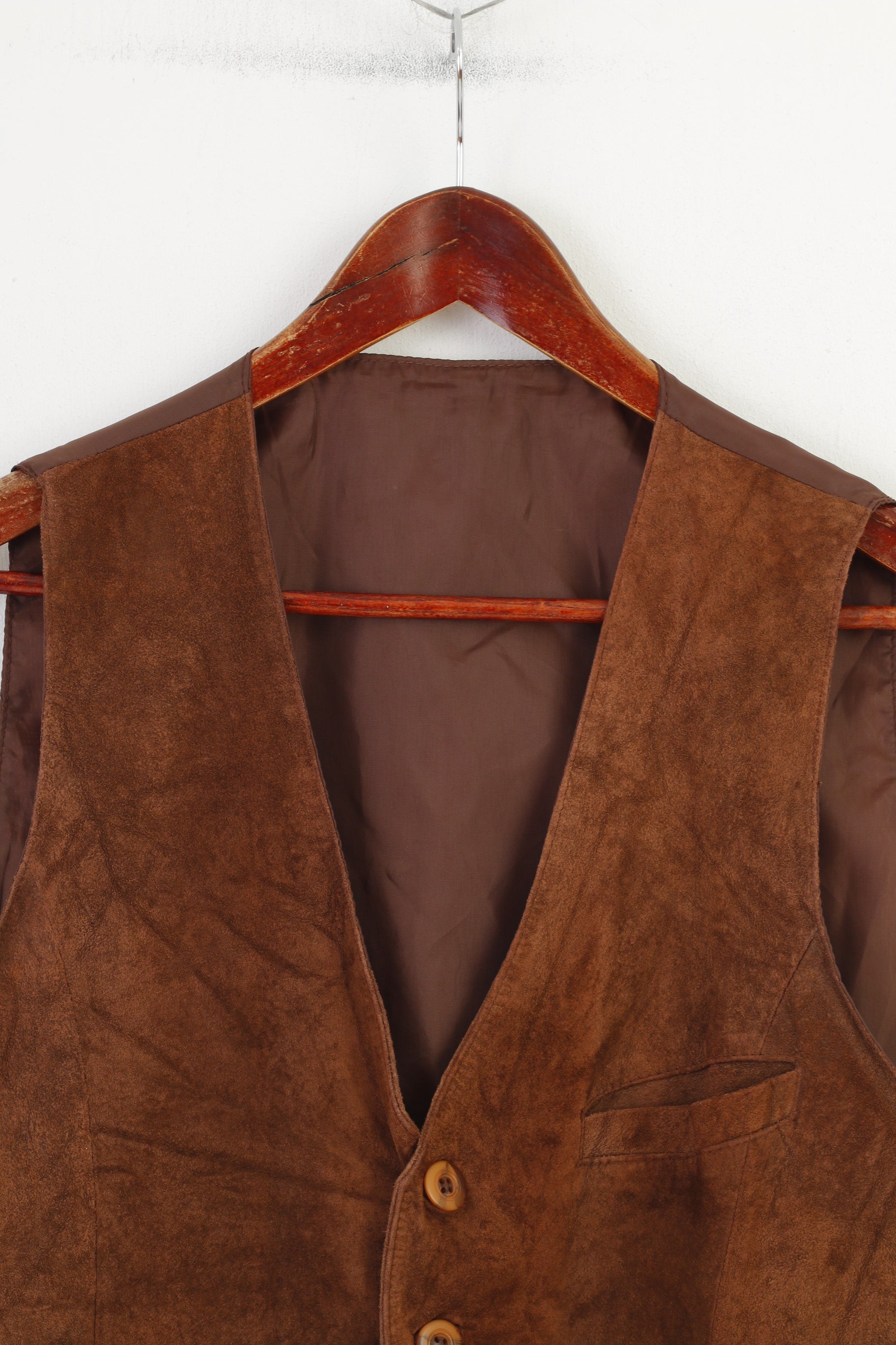 Vintage Men 50 40 Vest Brown Leather Bottoms Classic Vintage V Neck Top