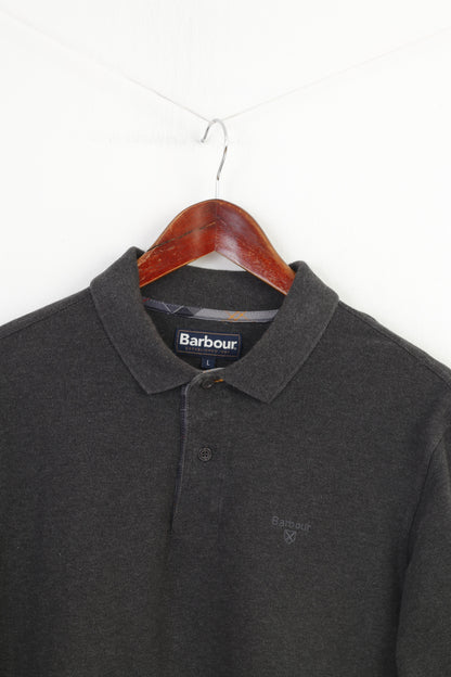 Barbour Men L Shirt Coton Gris Manches Longues Col Haut