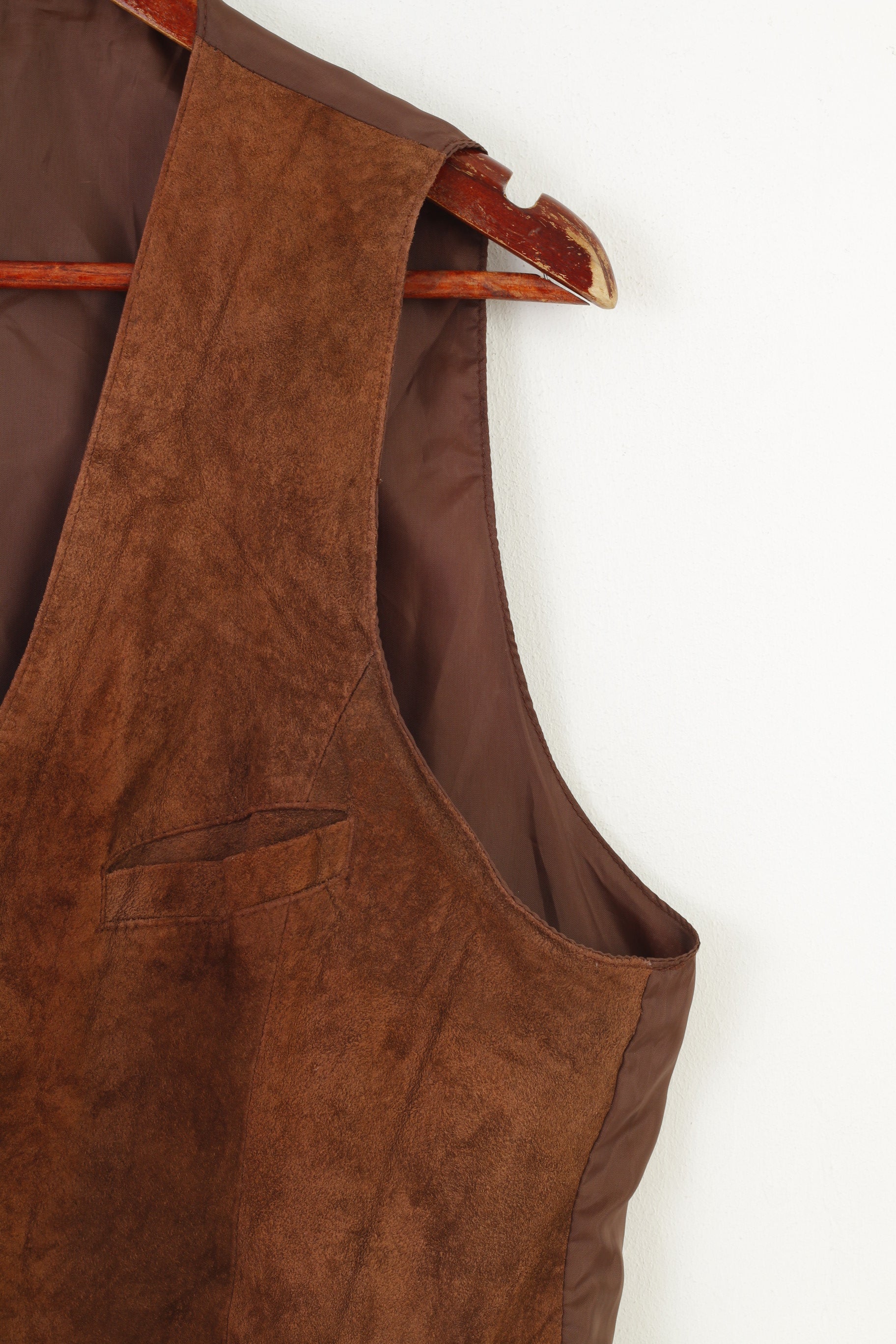 Vintage Men 50 40 Vest Brown Leather Bottoms Classic Vintage V Neck Top