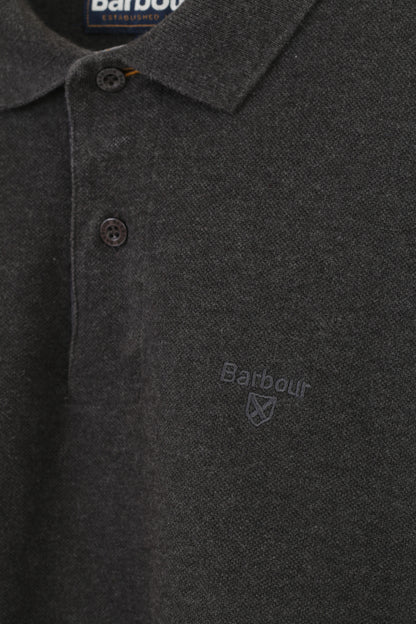 Barbour Men L Shirt Coton Gris Manches Longues Col Haut