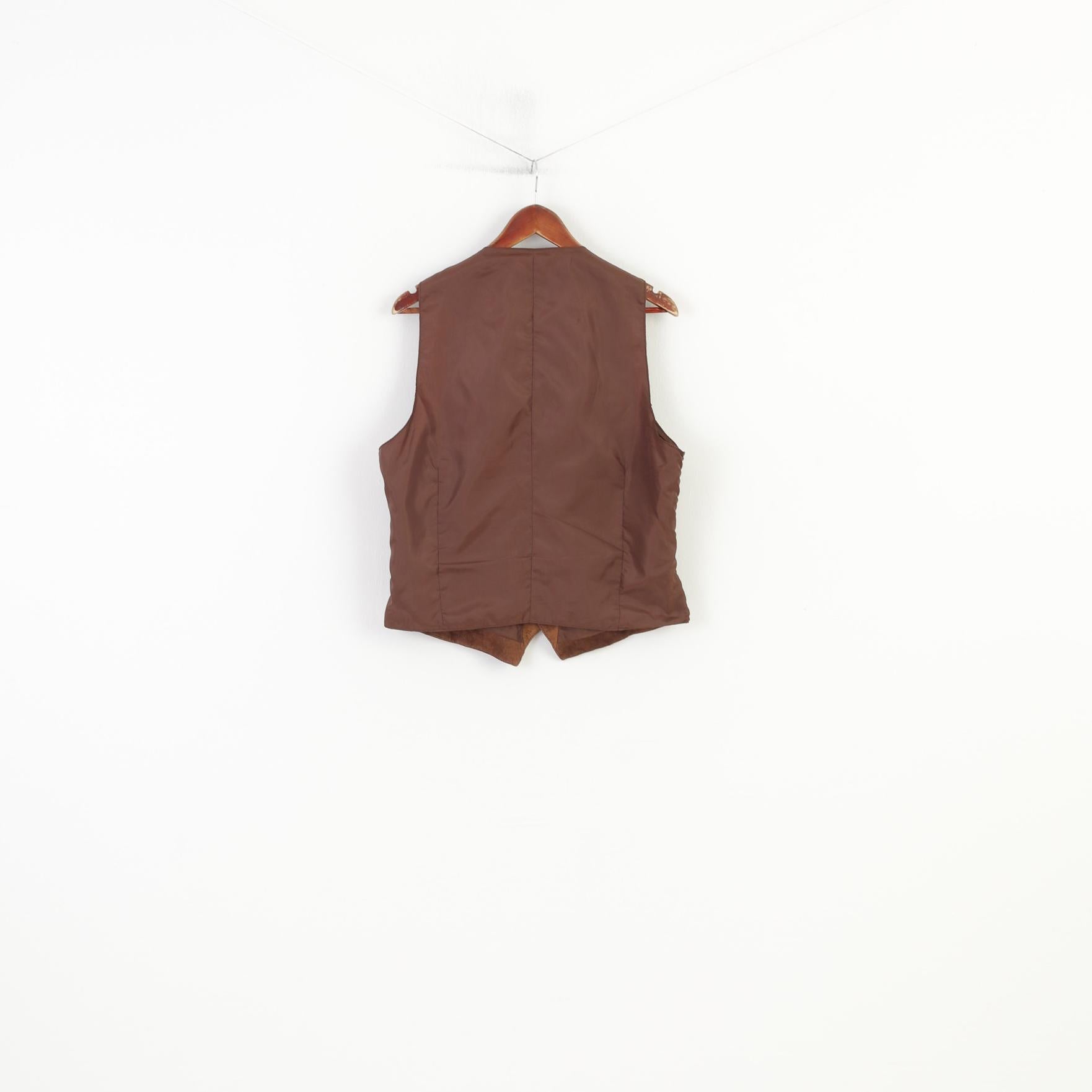Vintage Men 50 40 Vest Brown Leather Bottoms Classic Vintage V Neck Top
