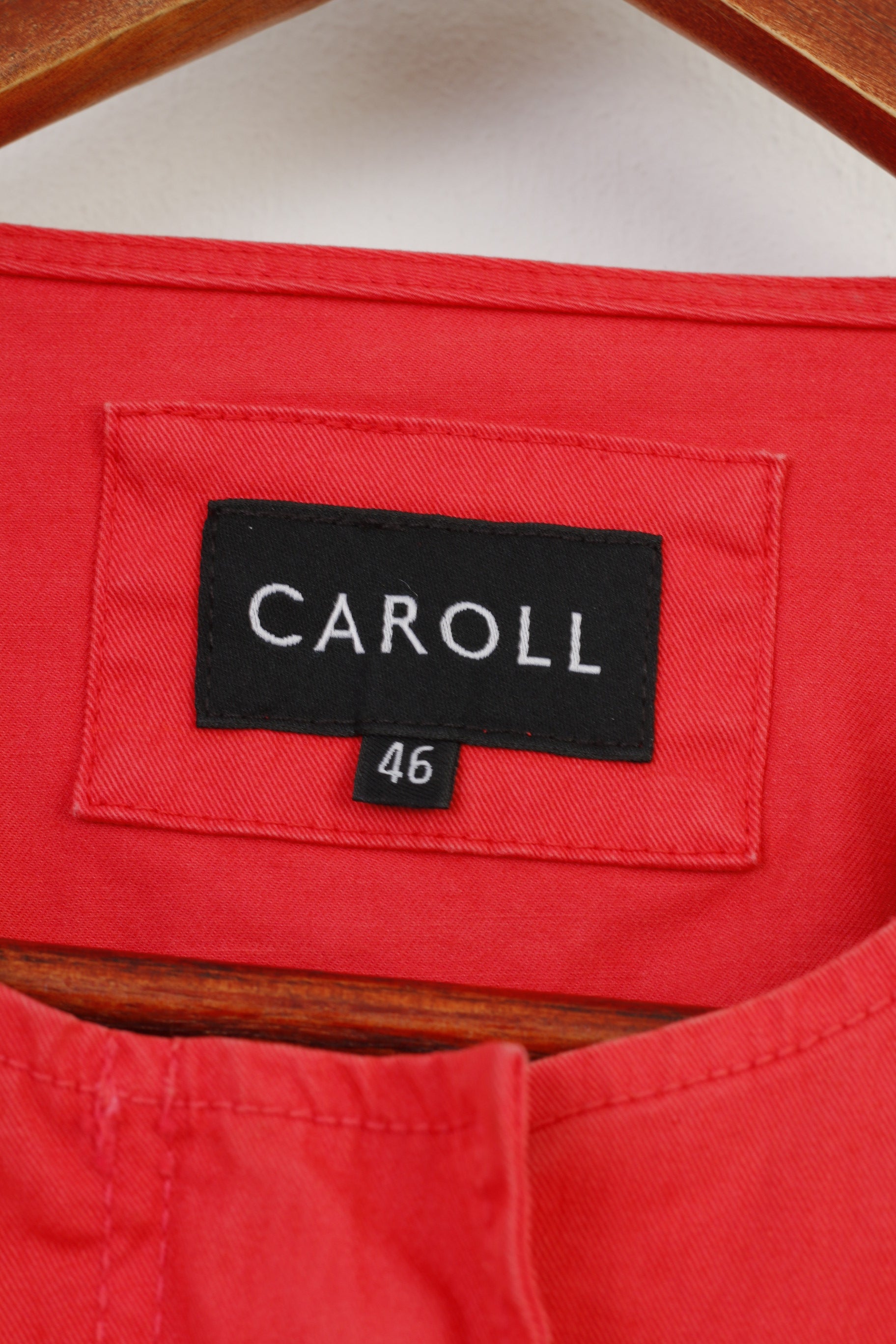 Caroll Woman XL Jacket Coral Cotton Full Zipper Snap Buttons Pockets Top