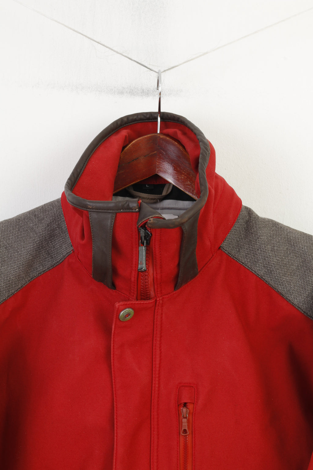 Fretex Hommes L Veste Fermeture Éclair Complète Rouge Outwear Haut Vintage